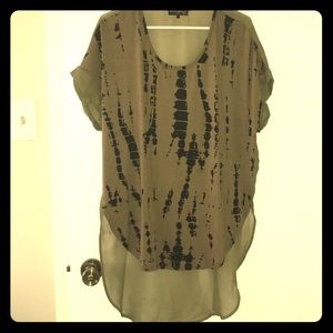 Camp green chiffon high low top